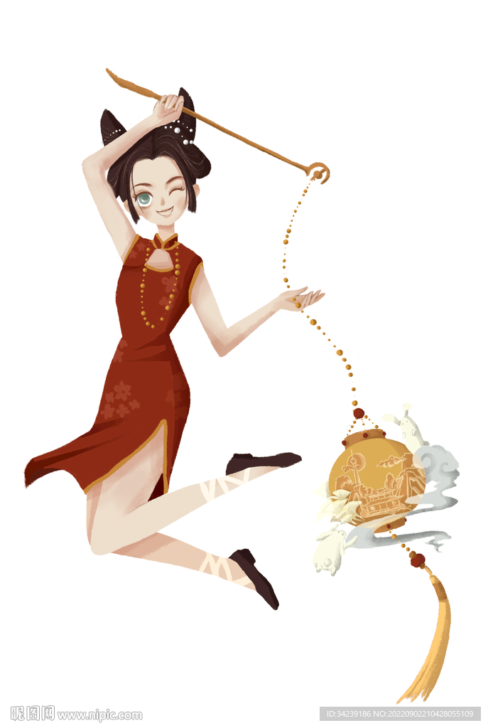 提燈籠旗袍女孩