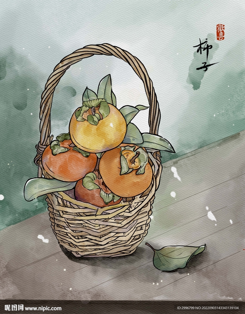 柿子 手绘