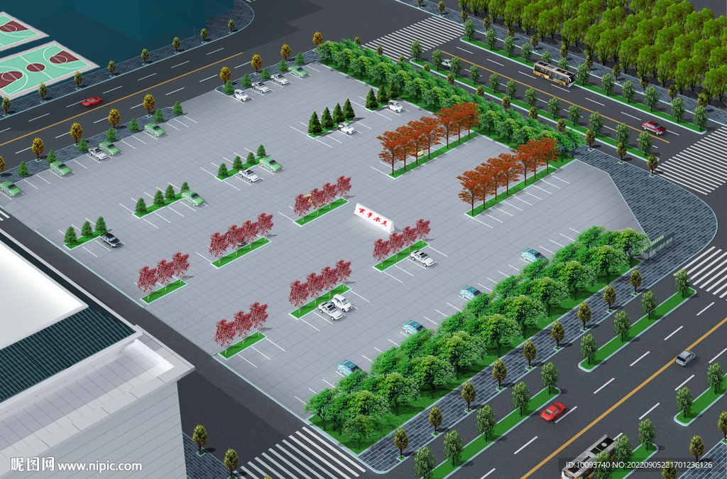 停车场绿化效果图