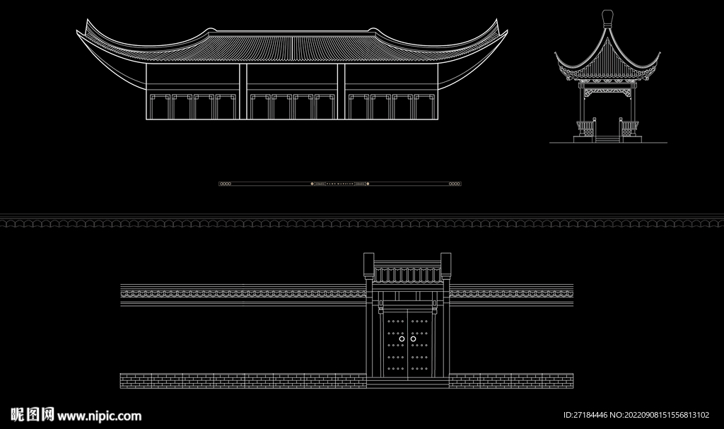 中式建筑线稿