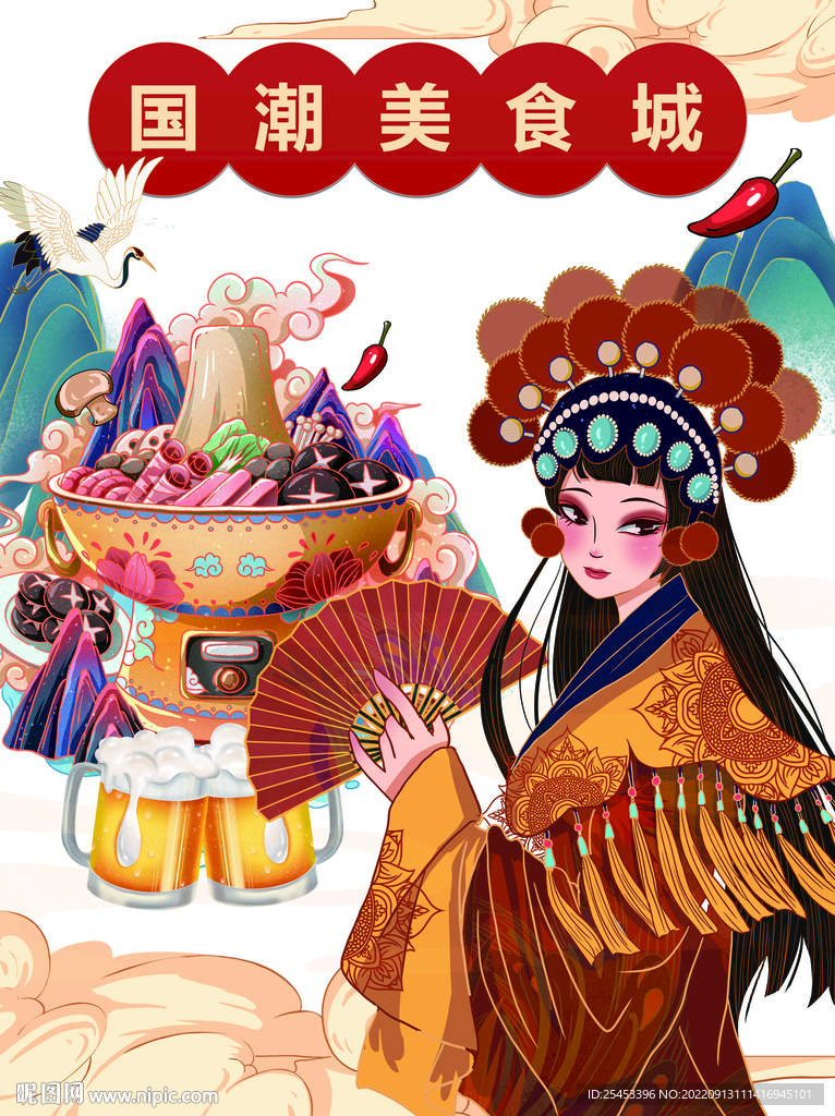 國(guó)潮美食元素貼