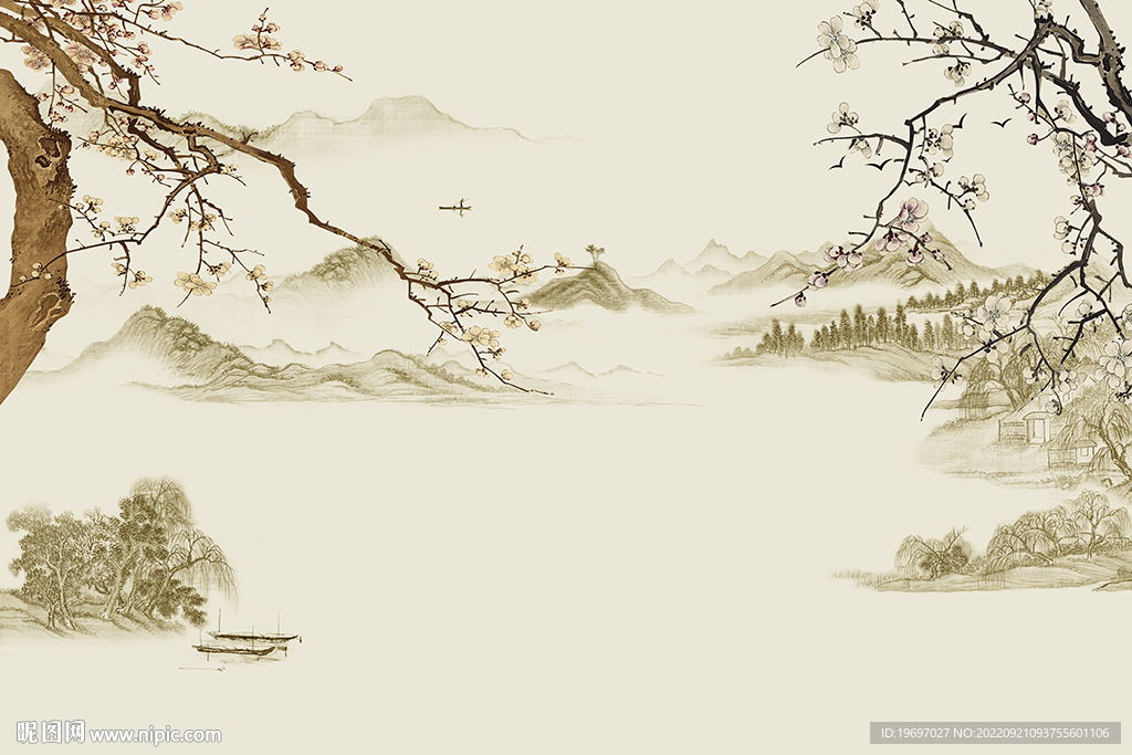 水墨山水花鳥圖