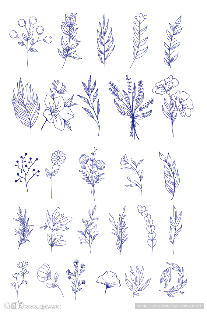 AI矢量花草