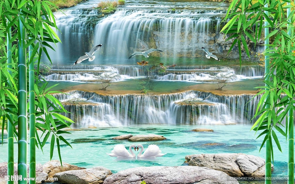 瀑布流水背景墙