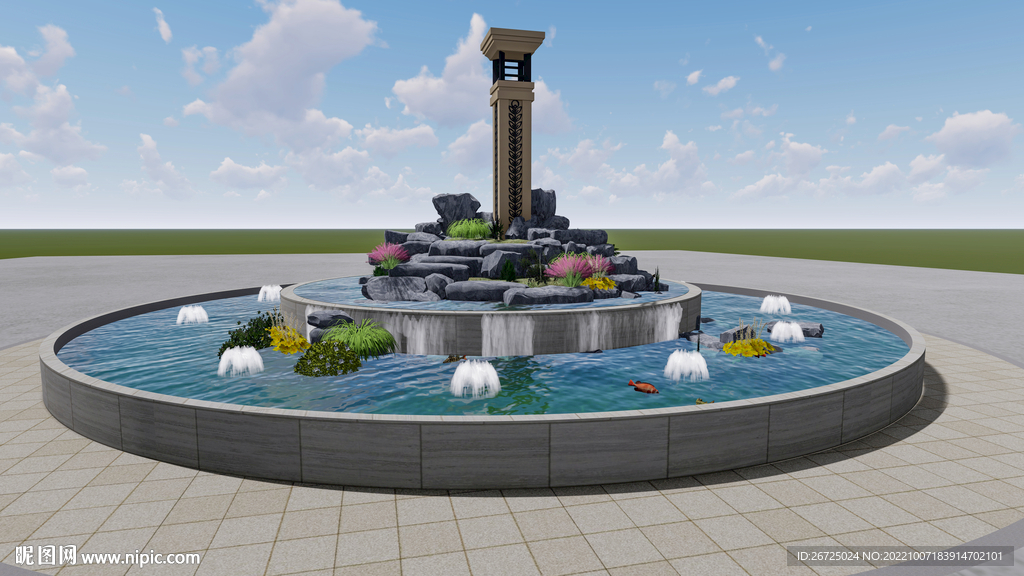 广场水池设计案例效果图