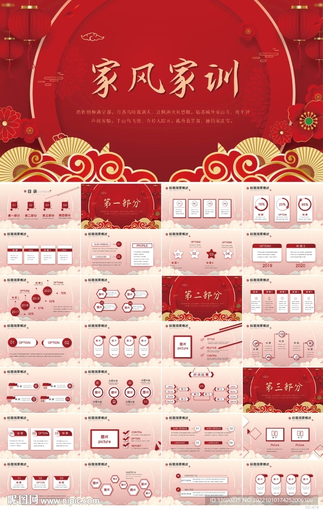 紅色喜慶家風(fēng)家訓(xùn)優(yōu)良傳統(tǒng)PPT