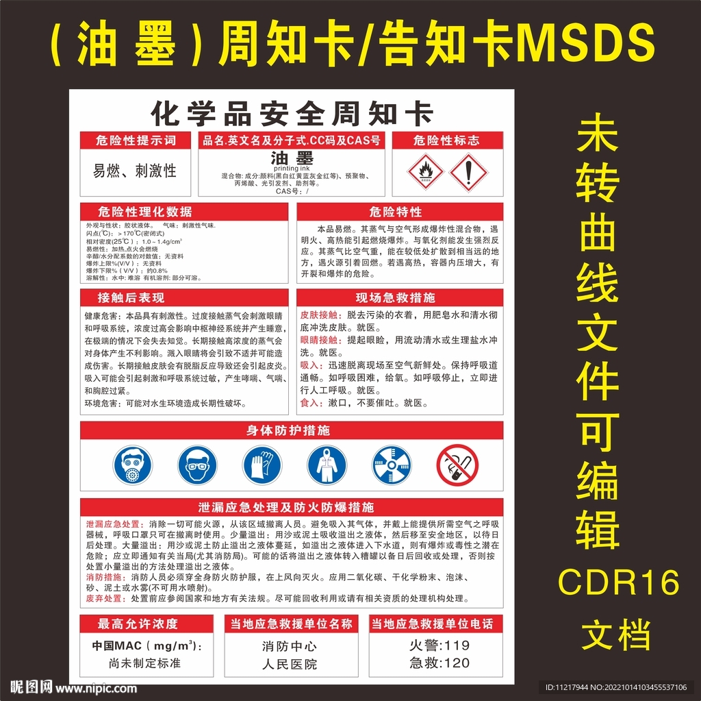 油墨周知卡MSDS