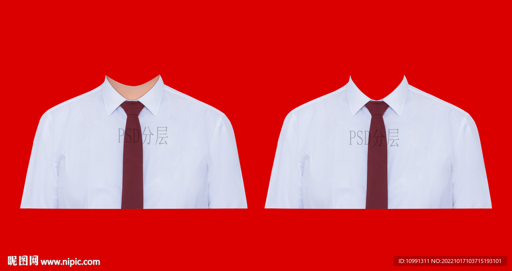 男深红色领带白衬衫衣服素材ps