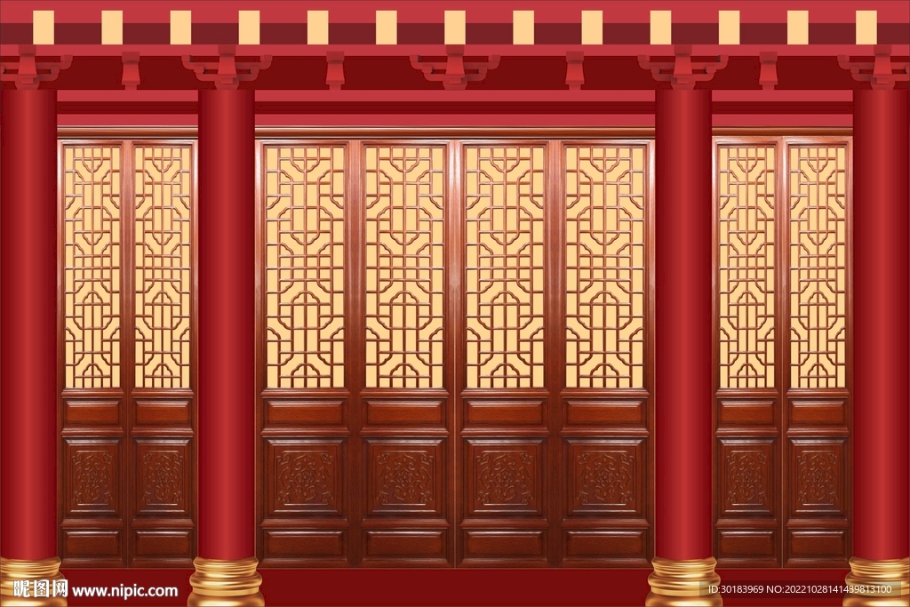 中式门窗背景 雕花窗