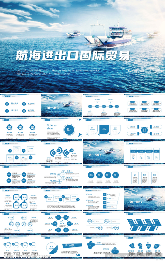 藍(lán)色航海進(jìn)出口國際貿(mào)易PPT
