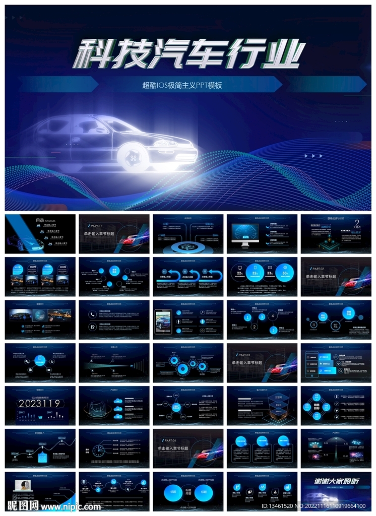 智能汽車無人駕駛科技PPT模板