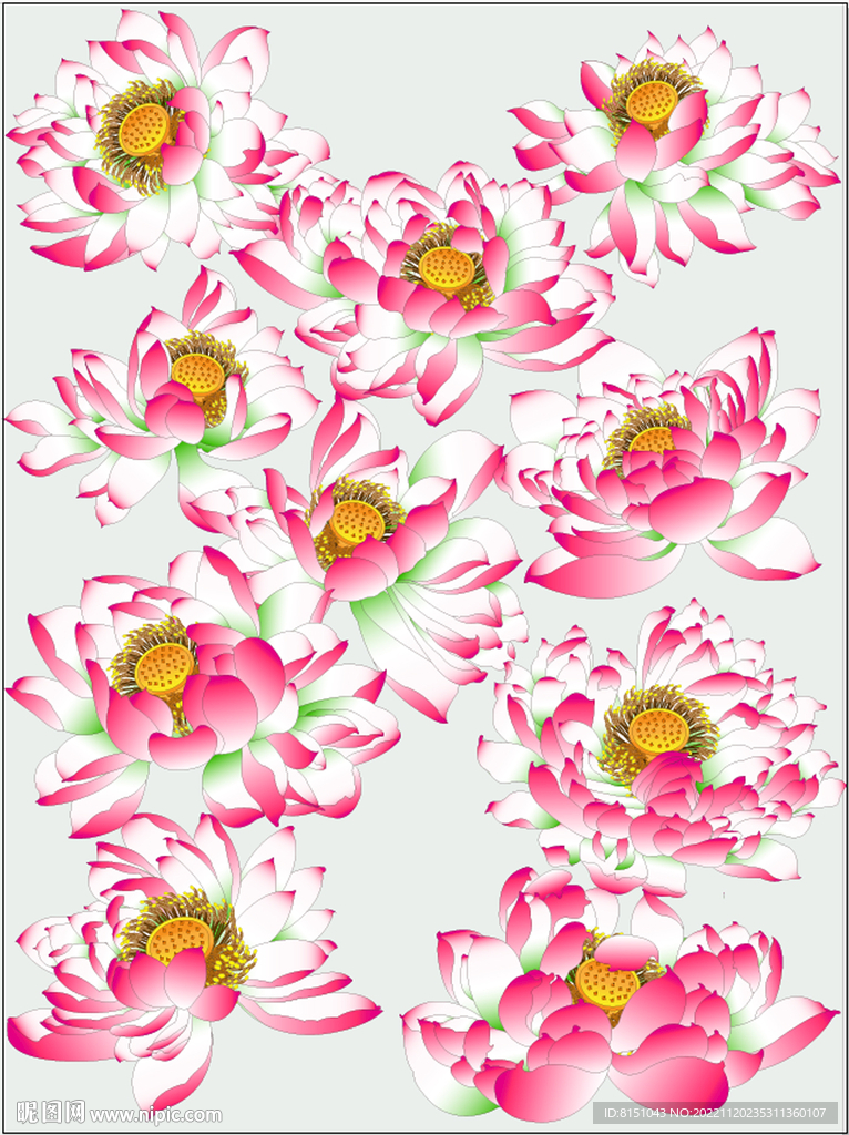 鼠繪蓮花矢量圖