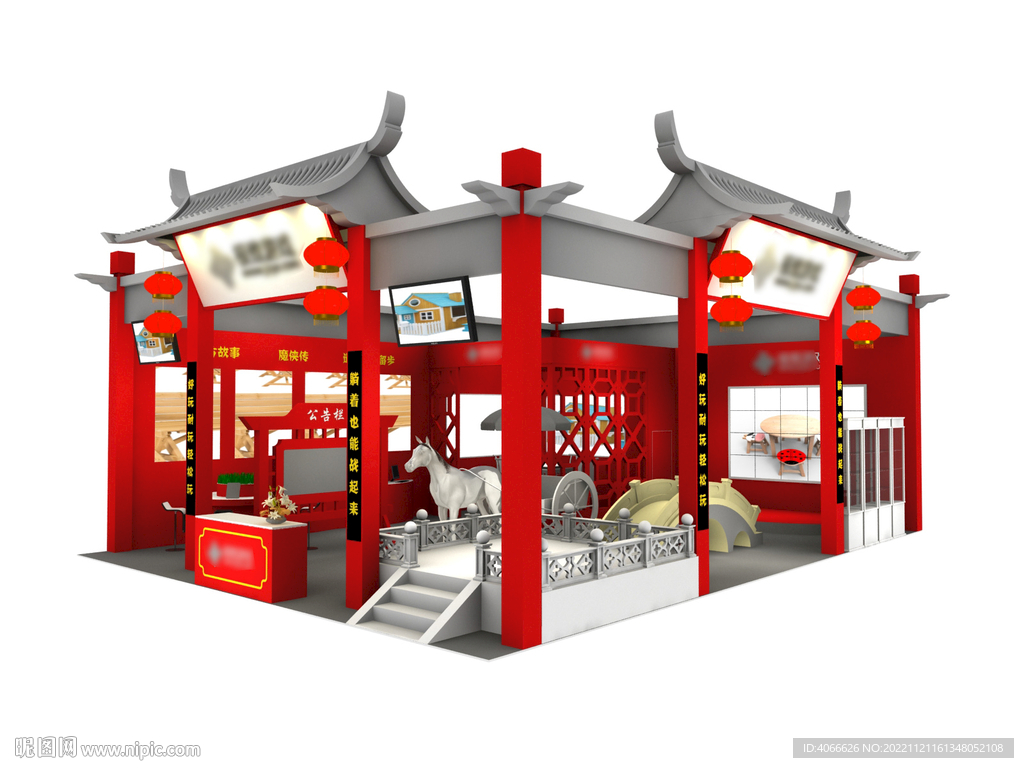  中式展覽3d模型