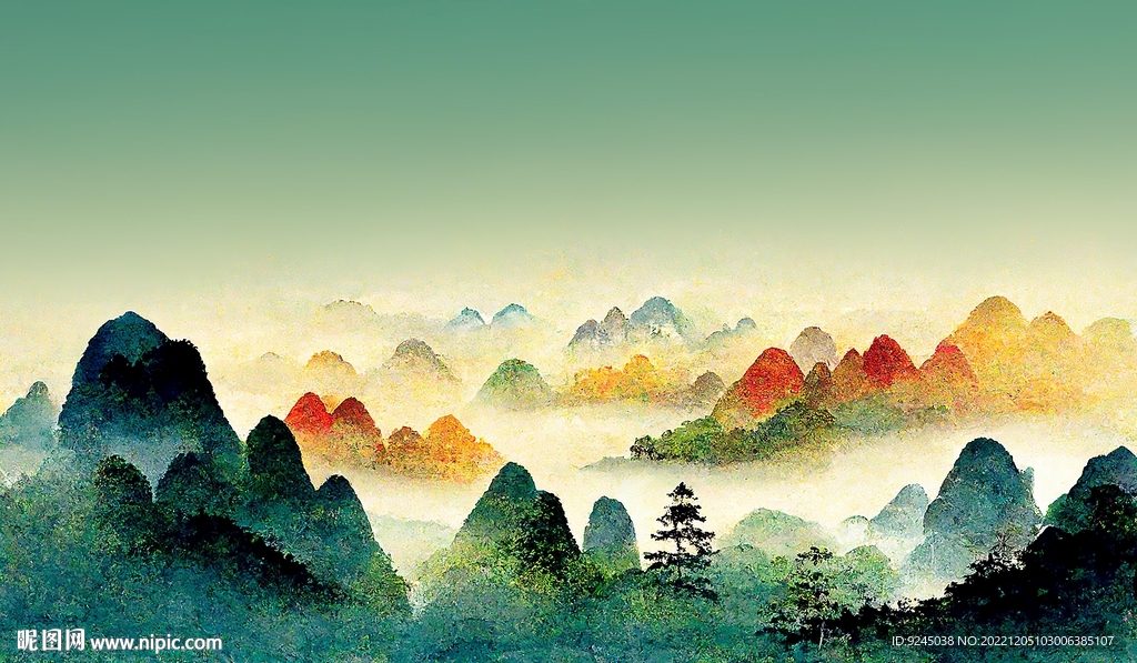新中式山水艺术风景装饰画