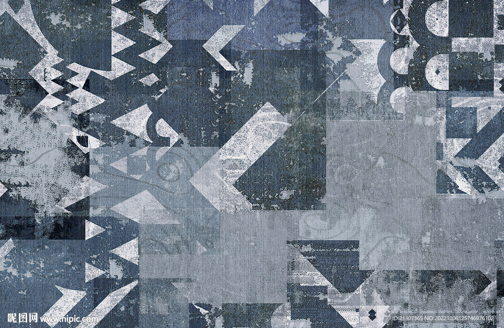 灰色几何色块抽象地毯