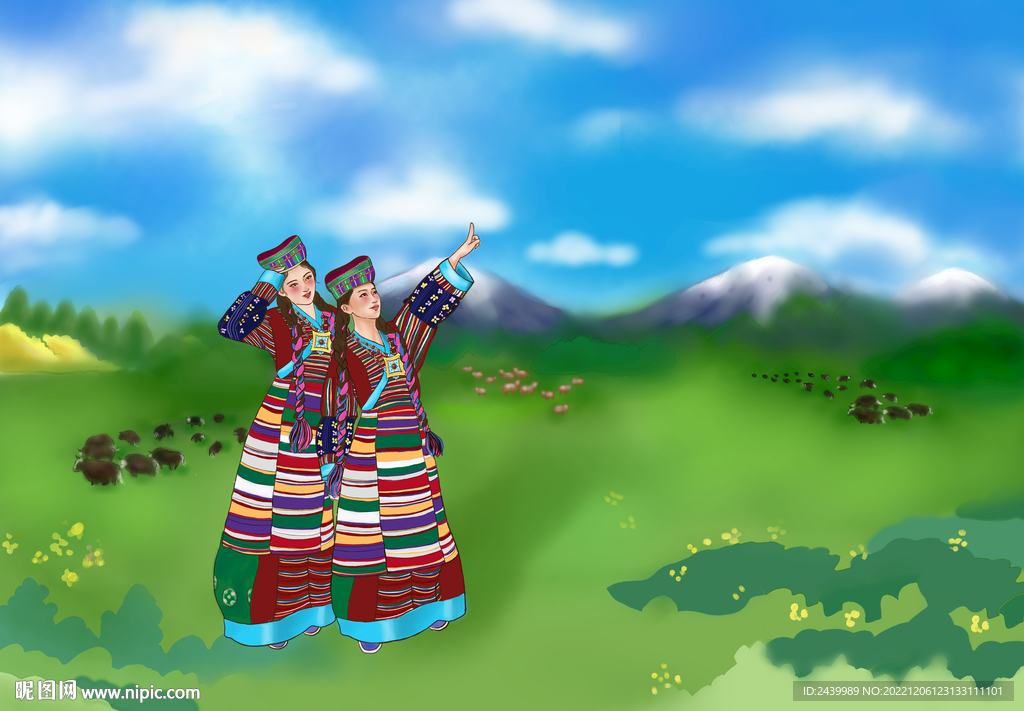 藏族少女服饰 青藏高原