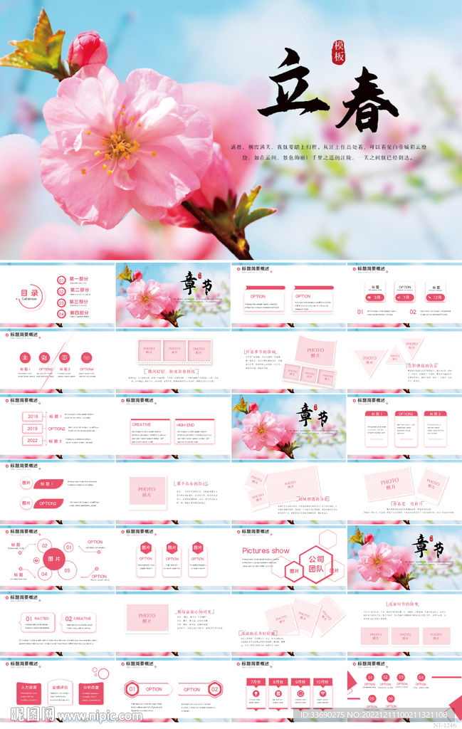 唯美桃花二十四節(jié)氣立春PPT