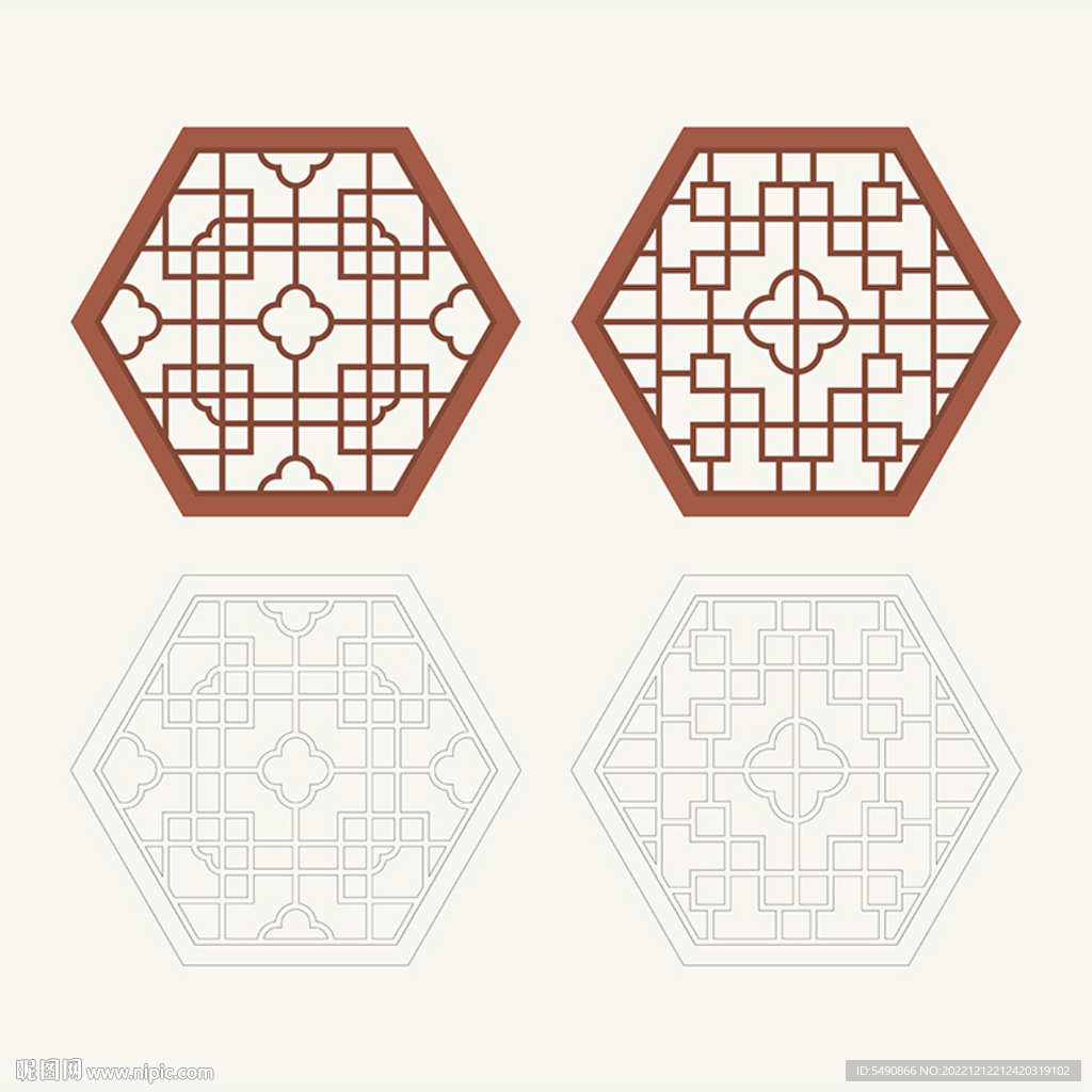 六边形窗花格 花窗 中式图案