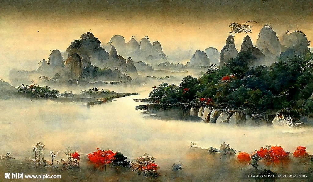 新中式禅意山水风景装饰画