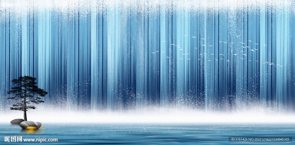 瀑布山水畫