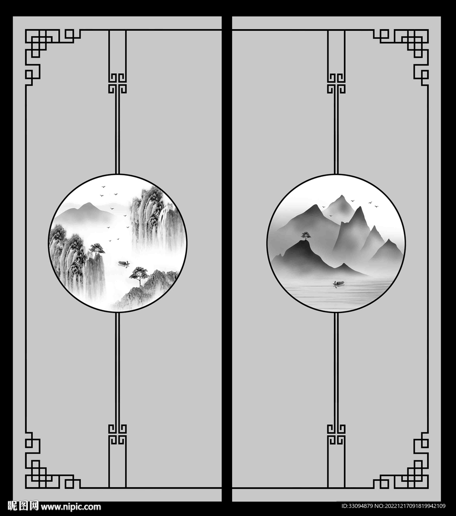 高清分層透明底推拉門打印圖