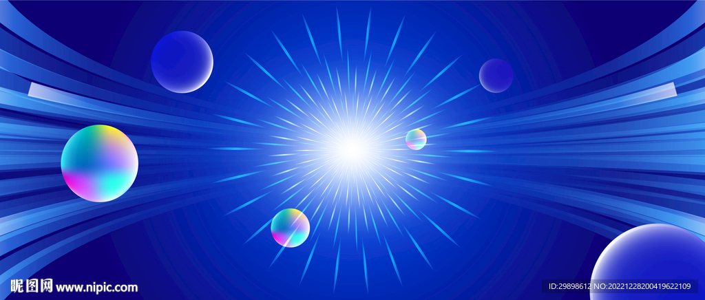 星球圆球闪光爆炸未来科技蓝背景