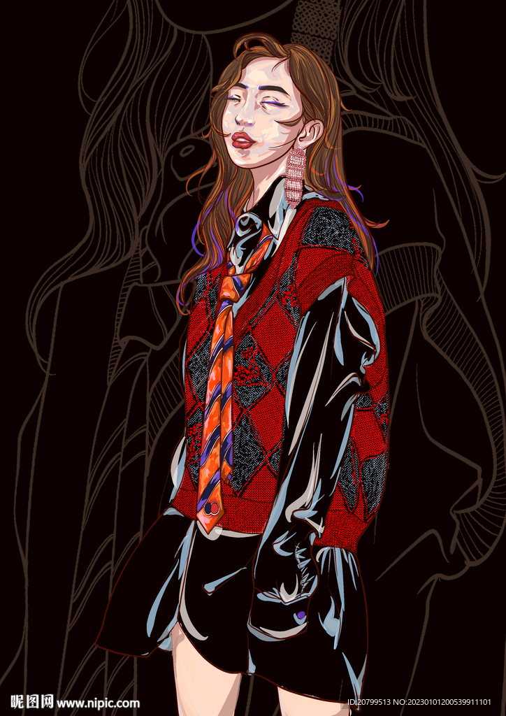 長發(fā)美女半身像