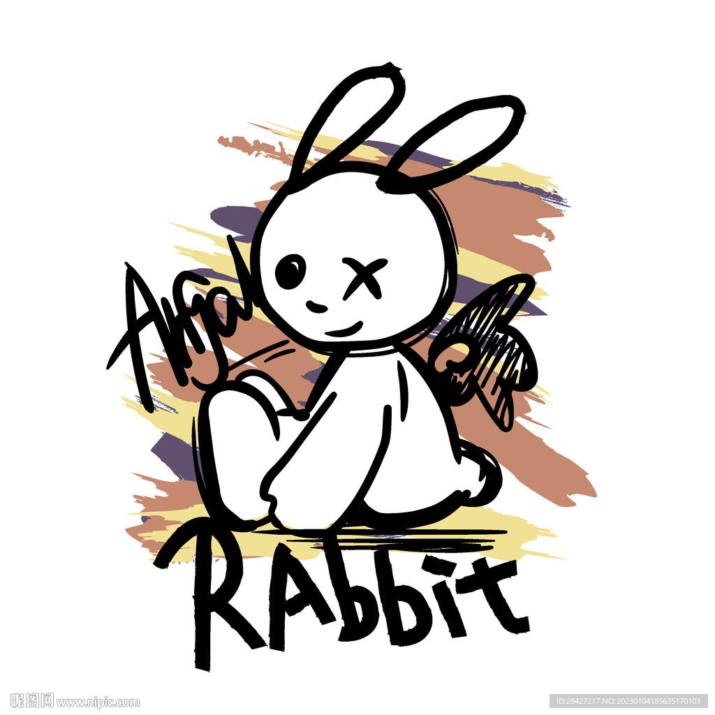 兔子兔年服装印花图案