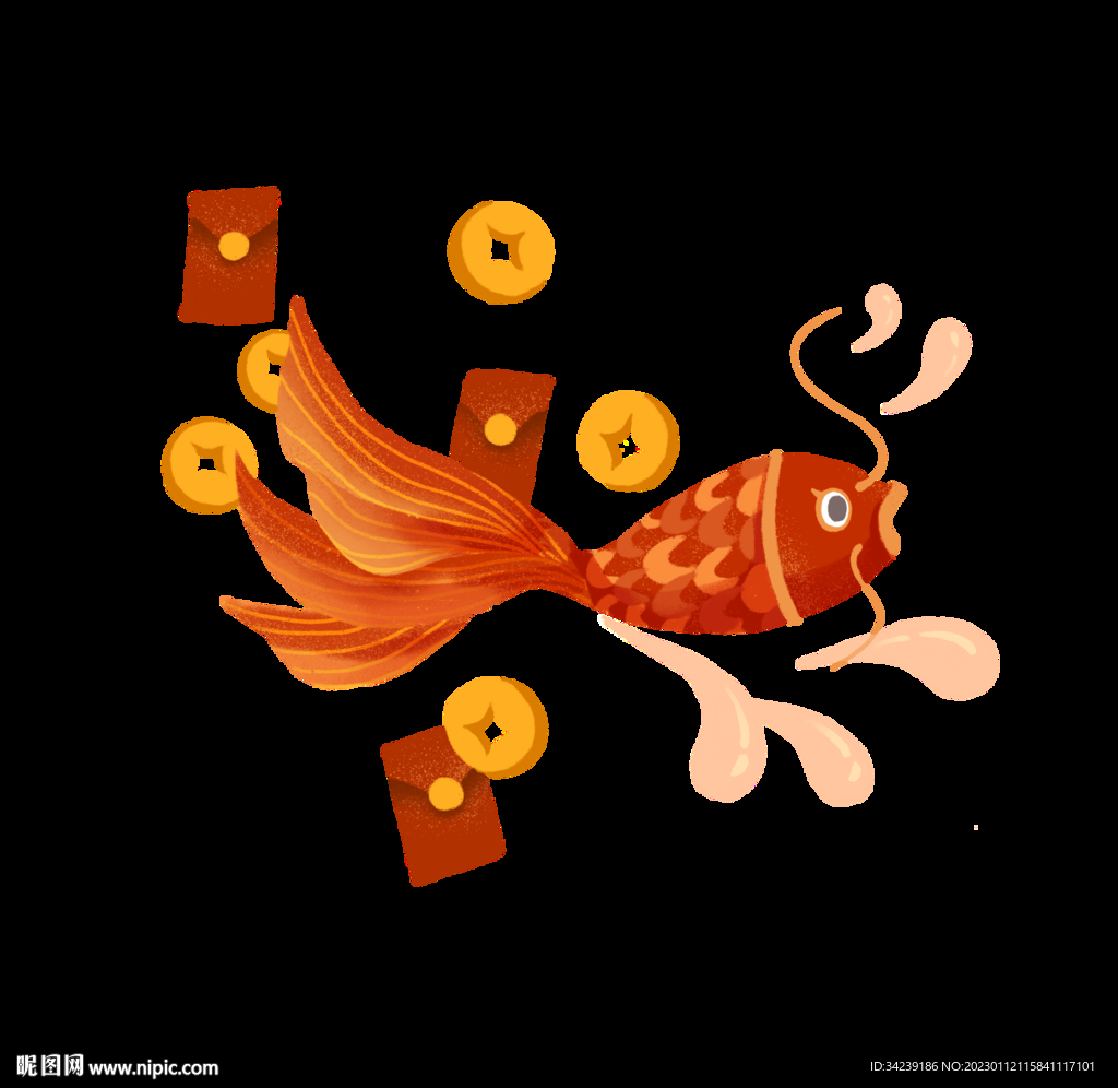  新年好運(yùn)錦鯉鯉魚免摳