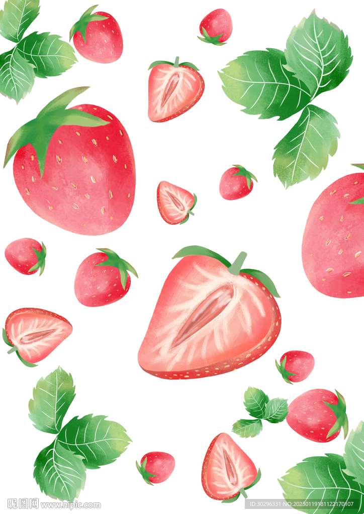 小清新草莓水果插画