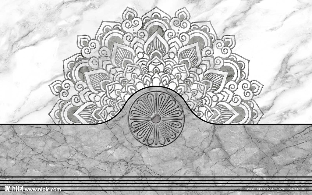 現代花紋大理石簡約背景墻