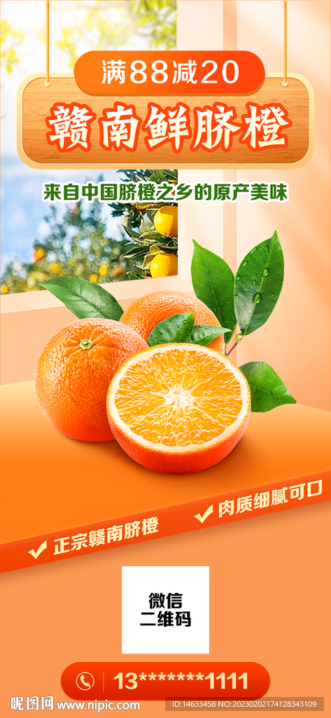 赣南新鲜脐橙橙子手机推广图