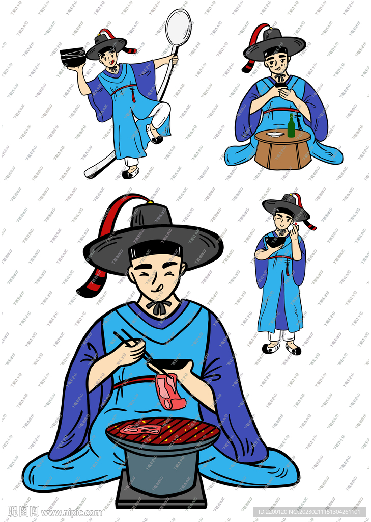 朝鲜美食 韩国烤肉卡通形象