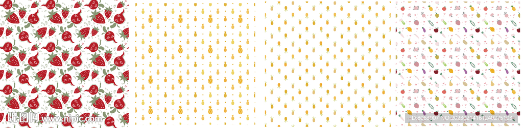 水果蔬菜貼紙矢量花紋圖案