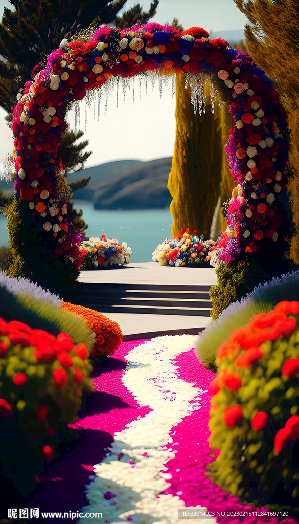 鲜花婚礼拱门