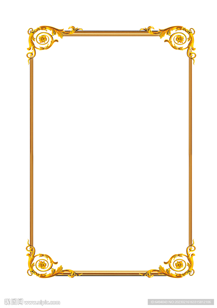 欧式古典花纹高贵金色浮雕边框