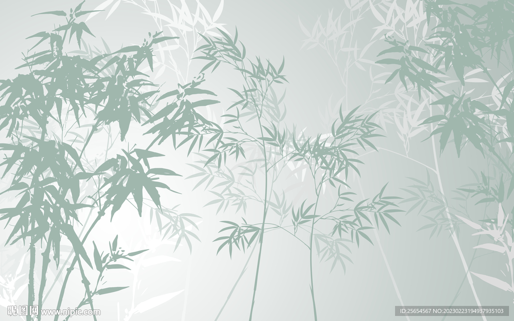 清新绿树竹林抽象室内背景墙