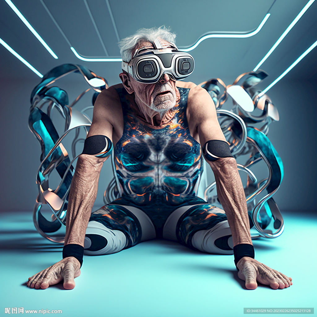 未来人类老头玩VR
