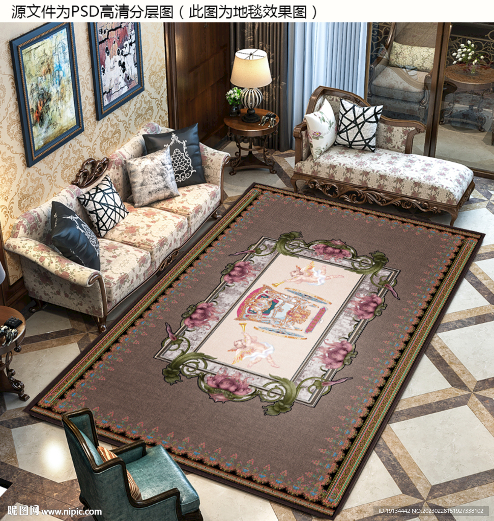 欧式花纹复古地毯