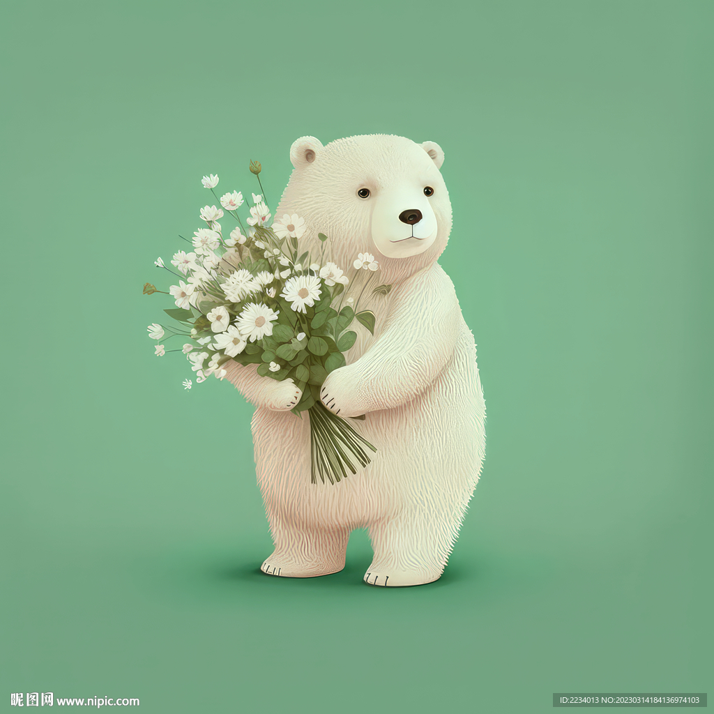 白熊送花