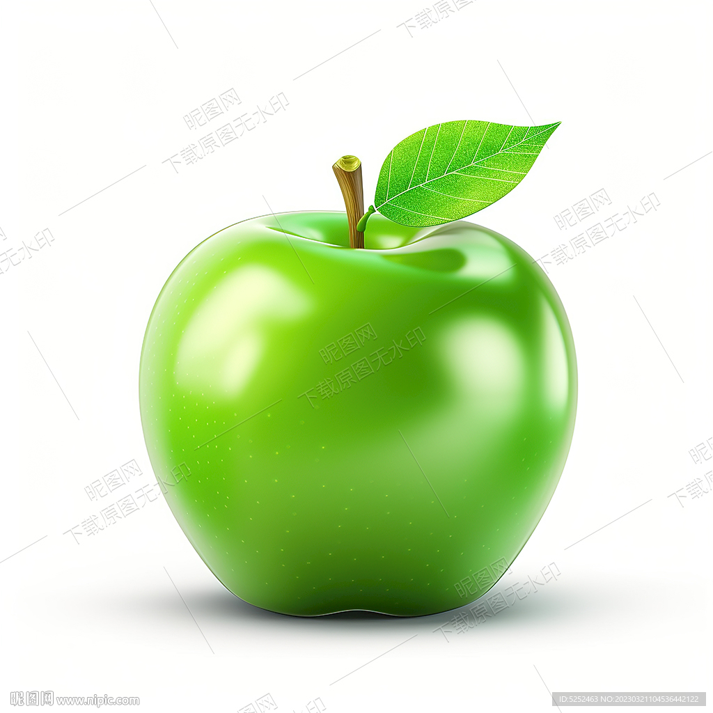 一个3D青苹果