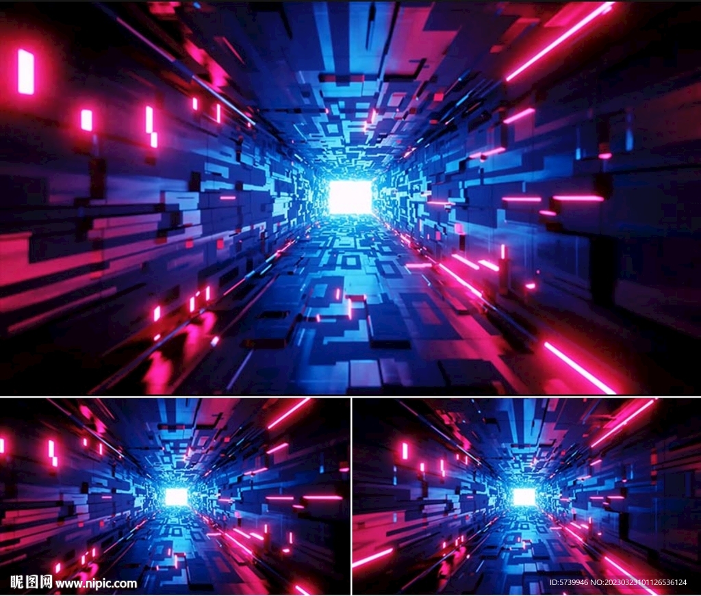 炫酷3D空間隧道穿梭背景視頻素