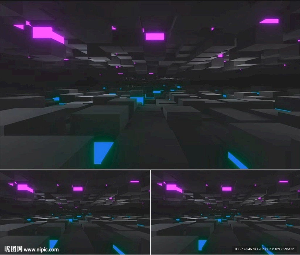 3D炫酷立方體空間隧道穿梭視頻