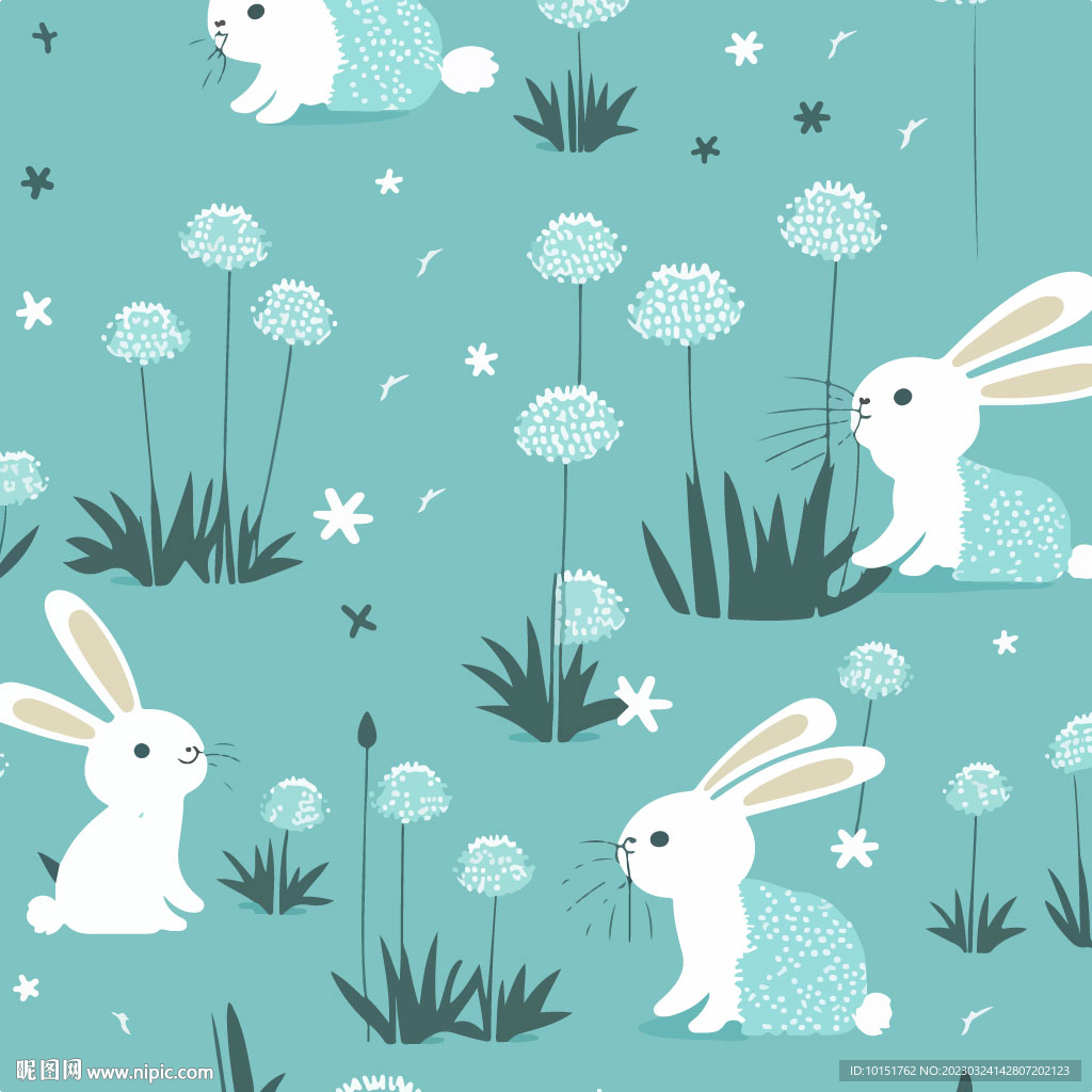 兔子布料底纹卡通多彩图案