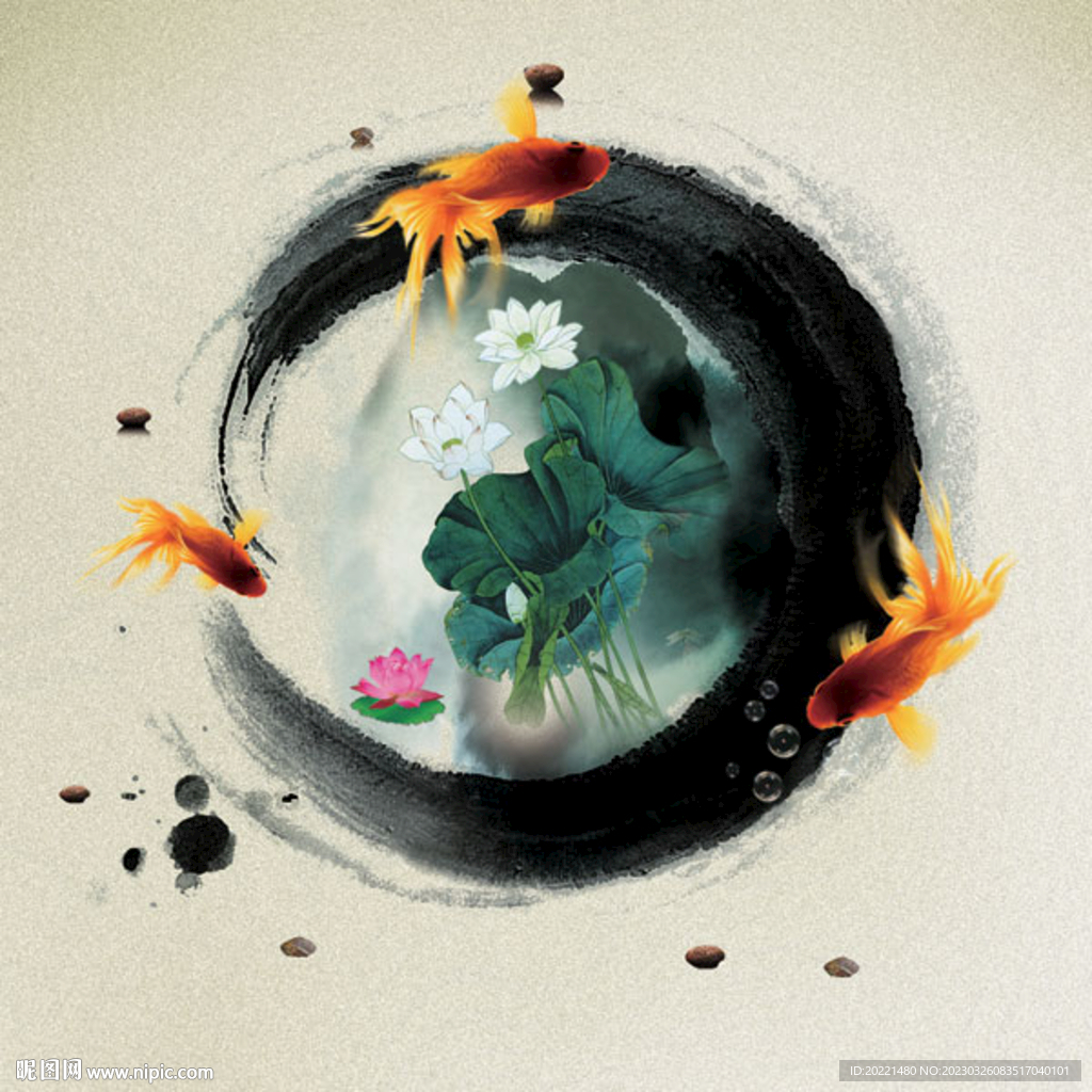 荷花水墨圖 裝飾畫