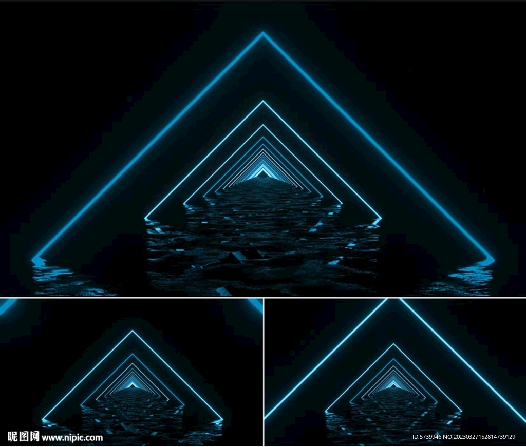 蓝色三角形光线穿梭视频素材