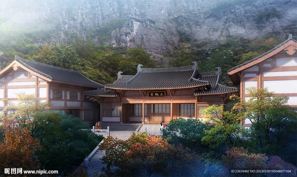 古建寺廟效果圖