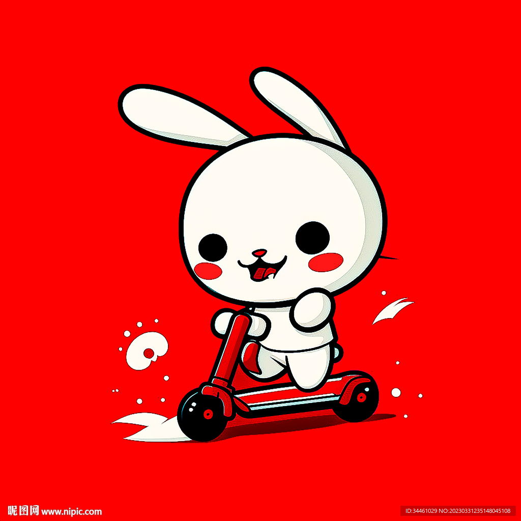 滑板车可爱卡通兔子