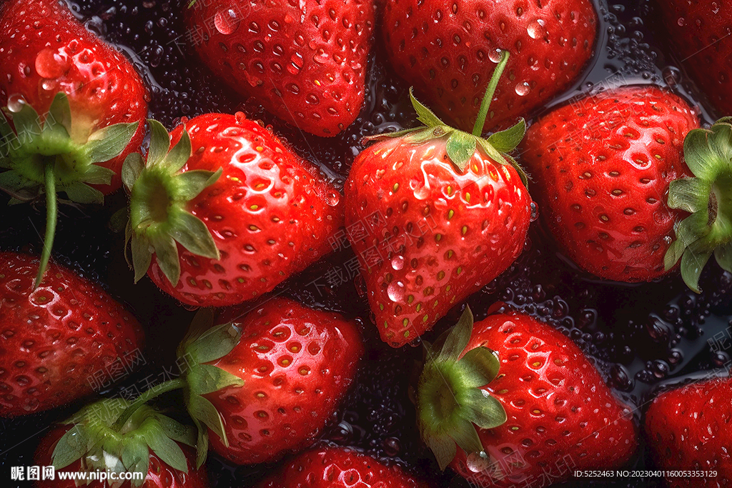 沾满水珠的草莓