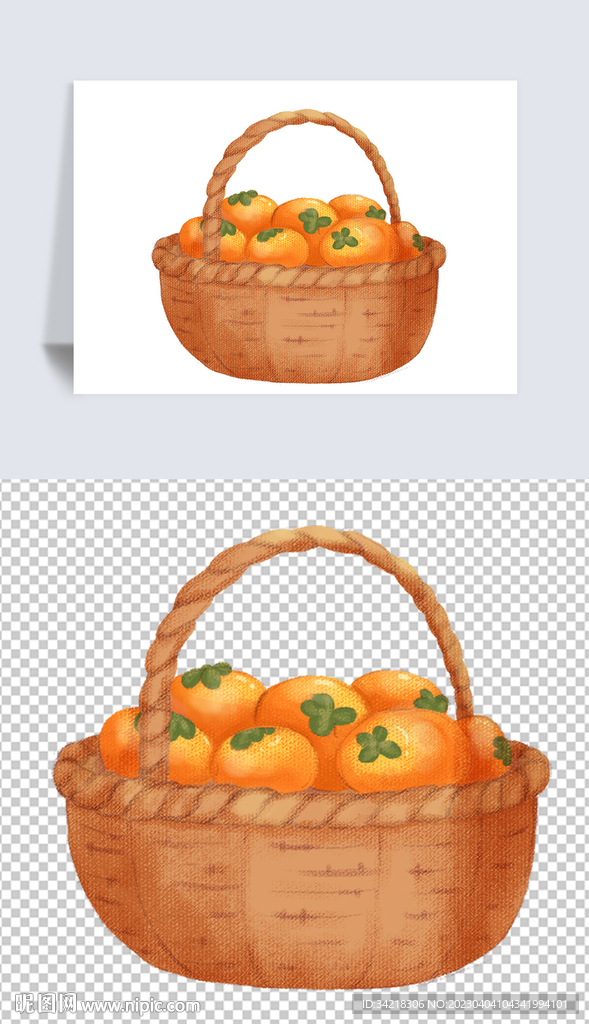 水果篮子手绘插画元素